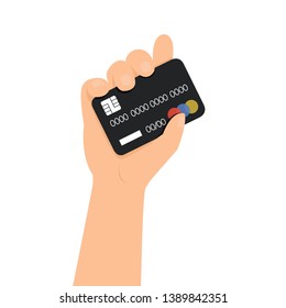 Hand holding credit card, debit card for buy items.