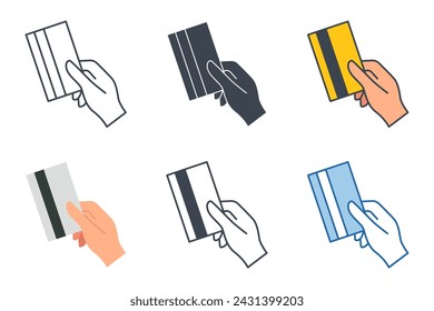 Hand holding Credit Card icon collection with different styles. Credit card payment icon symbol vector illustration isolated on white background