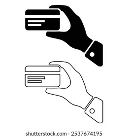 Hand Holding Credit Card Icon Vector for Payment and Finance Designs