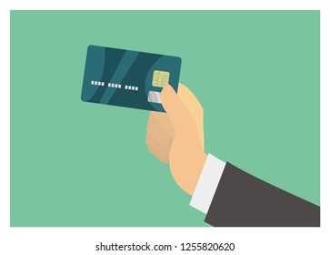 hand holding credit card simple illustration