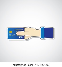 hand holding credit card, use the credit card