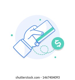 Hand holding credit card, vector