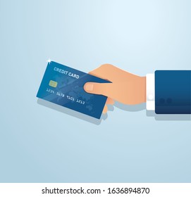 Hand holding credit card vector illustration EPS10