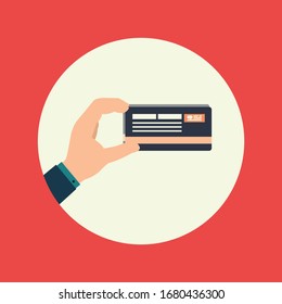 Tarjeta de crédito de mano, diseño plano vectorial