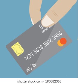 hand holding credit card vector