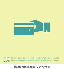 Hand holding credit card, vector, credit card in hand, Payment icon