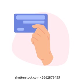 Hand Holding Credit Card Vector Illustration