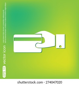 Hand holding credit card, vector, credit card in hand, Payment icon