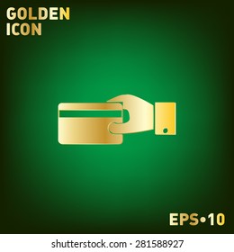 Hand holding credit card, vector, credit card in hand, Payment icon