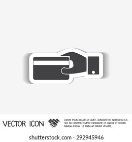Hand holding credit card, vector, credit card in hand, Payment icon