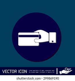 Hand holding credit card, vector, credit card in hand, Payment icon