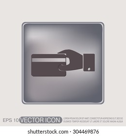Hand holding credit card, vector, credit card in hand, Payment icon