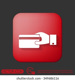 Hand holding credit card, vector, credit card in hand, Payment icon