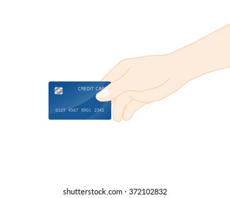 hand holding credit card, vector