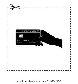 hand holding credit card vector icon