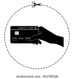 hand holding credit card vector icon