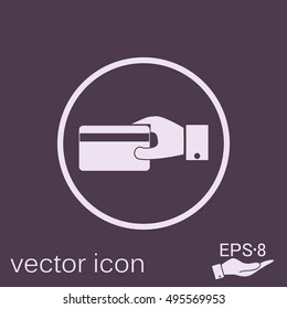 Hand holding credit card, vector, credit card in hand, Payment icon