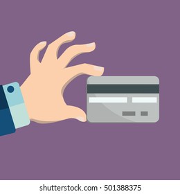 Hand holding credit card, vector illustration design