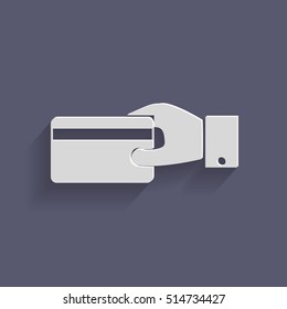 Hand holding credit card, vector, credit card in hand, Payment icon