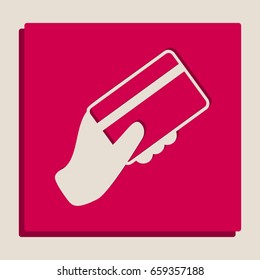 Hand holding a credit card. Vector. 