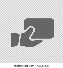 Hand holding credit card vector icon eps 10. Simple isolated illustration.