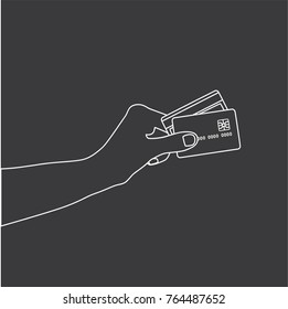 Hand holding a credit card, vector illustration design. Hands collection.