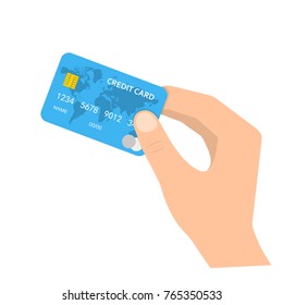 Hand Holding Credit Card. Vector Illustration. Bank Credit Card In The Hand