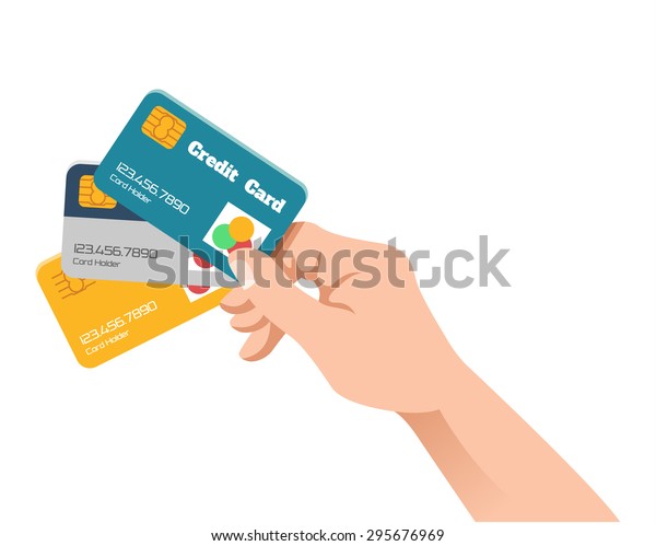 クレジットカードを持つ手 ベクターフラットイラスト のベクター画像素材 ロイヤリティフリー