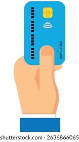 Hand holding a credit or debit card, making a payment or deal concept