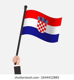 Hand Holding Croatia Waving Flag