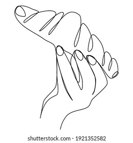 Hand Holding Croissant Bagel Bun Сontinuous Line Drawing Black On White Single Line Trendy Minimalistic Style Vector Illustration