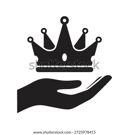 Hand holding crown icon for awarding success and premium service a symbol for coronation and luxury achievement or vip treatment royalty