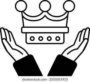 A hand is holding a crown symbolizing protection and power