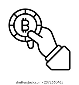 Hand holding cryptocurrency coin, concept vector of bitcoin payment