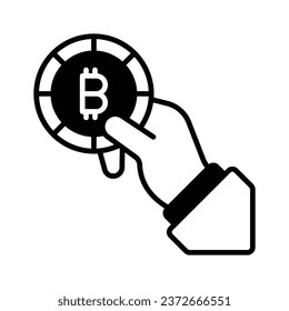 Hand holding cryptocurrency coin, concept vector of bitcoin payment