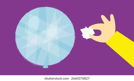Hand holding a crystal ball. Vector illustration in a flat style.