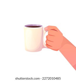 Hand holding cup coffee