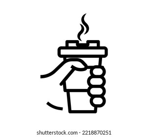 hand holding a cup of coffee. Disposable cup packaged beverage. vector
