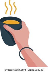 mano sujetando una taza de café ilustración plana