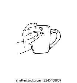 hand holding cup coffee