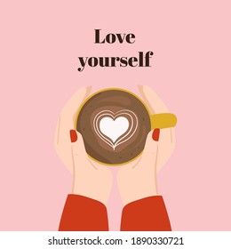 hand holding a cup of coffee latte art