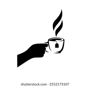 hand holding a cup of coffee,  logo, symbols vector illustration silhouette image template