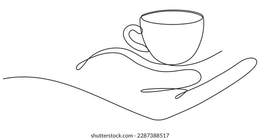Hand holding cup continuous