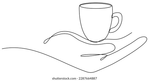Hand holding cup continuous