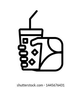 hand holding cup for drinks concept ,Thin line icon ,Vector Illustration for symbol web stock 