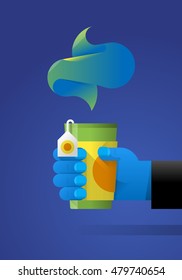 hand holding a cup of tee, vector background