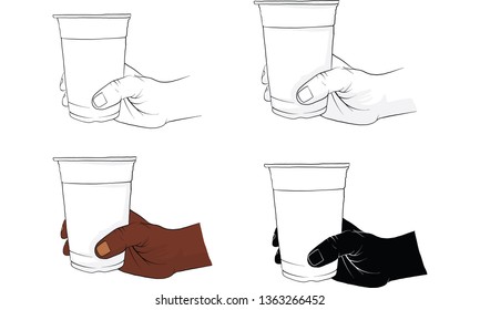 hand holding cup vector