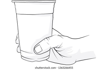hand holding cup vector