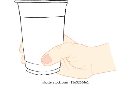hand holding cup vector