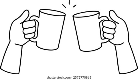 hand holding cup vector art illustration